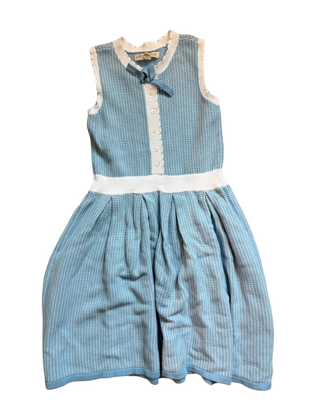 Hope & Henry | Blue Knit Bow-Accent Girls Dress